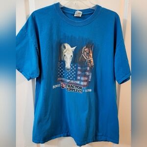 Vintage Tractor Supply Co Fruit of the Loom T-Shirt Size XL Flag Horses